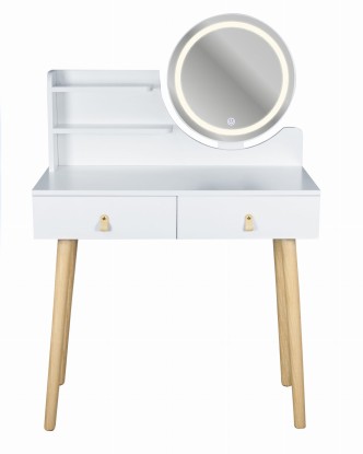 Toaletka kosmetyczna z lustrem LED - SCANDI biała