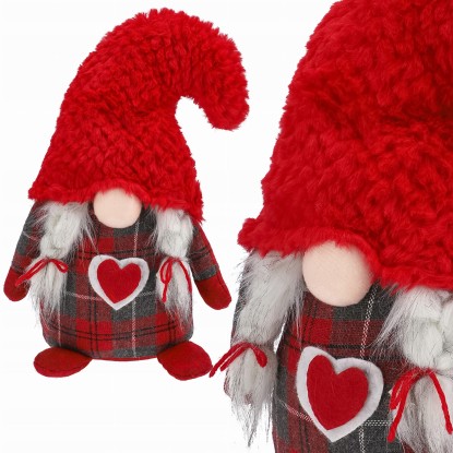 Skrzat świąteczny w futerkowej czapce - 34 cm