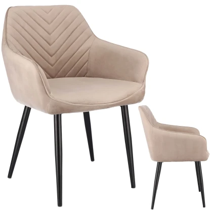 Krzesło NAPOLI tapicerowane welurowe beżowe