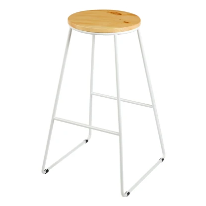 Krzesło barowe HOKER drewniane do kuchni - białe