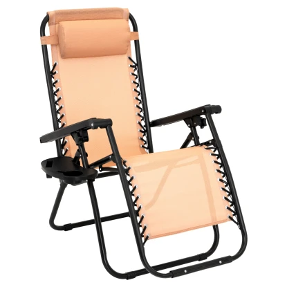 Składany leżak ogrodowy - łososiowy