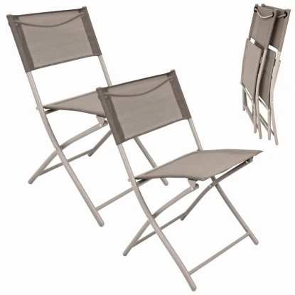 2 x Krzesło ogrodowe składane - beżowe