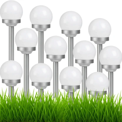 Zestaw lamp solarnych 1 LED kule 12 sztuk - ciepły biały