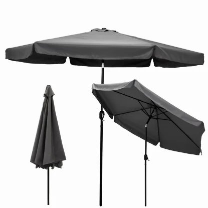 Parasol ogrodowy antracytowy z korbką 300 cm - łamany 