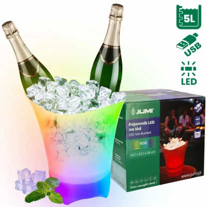 Wiaderko na lód 5 L światło RGB LED cooler