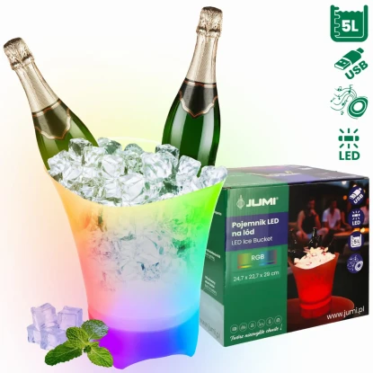 Wiaderko na lód 5 L światło RGB LED cooler BLUETOOTH głośnik