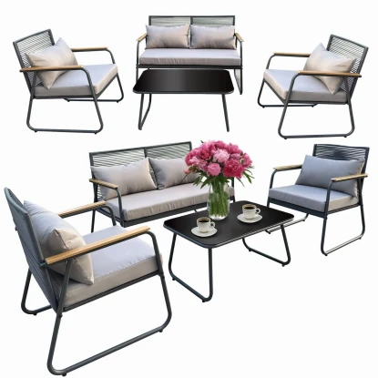 Zestaw mebli ogrodowych - 2x fotel, stolik, sofa
