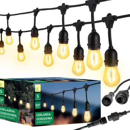 Girlanda ogrodowa 15 LED żarówki 12m - ciepły biały