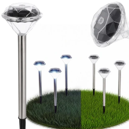 Zestaw lamp solarnych 1 LED diament 6 sztuk - zimny biały