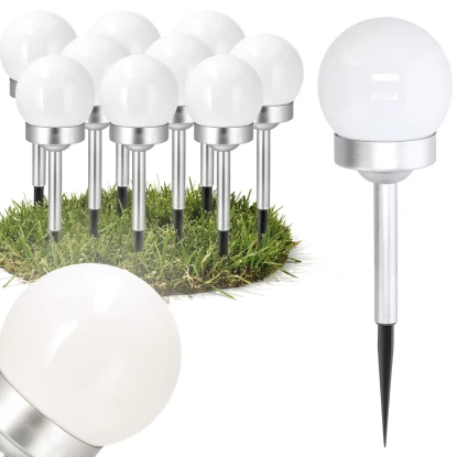 Zestaw lamp solarnych 1 LED kule 9 sztuk - ciepły biały