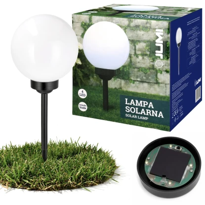 Lampa solarna 4 LED kula - neutralny biały