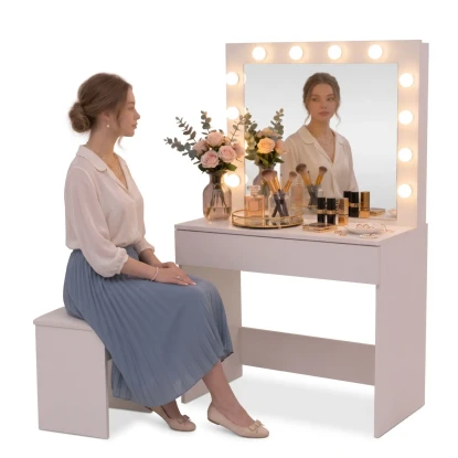Toaletka kosmetyczna z lustrem 12 LED HOLLYWOOD
