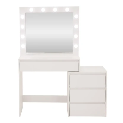 Toaletka kosmetyczna z lustrem 12 LED HOLLYWOOD - 4 szuflady