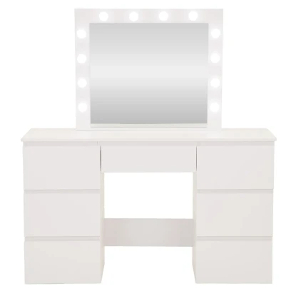 Toaletka kosmetyczna z lustrem 12 LED HOLLYWOOD - 7 szuflad