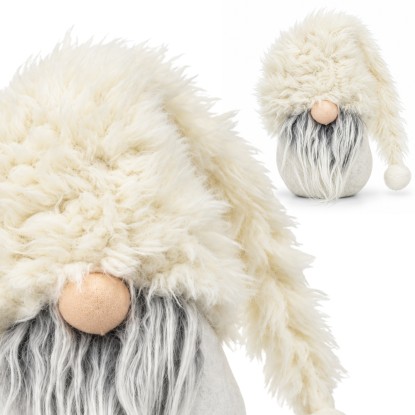 Skrzat świąteczny w futerkowej czapce - 27 cm