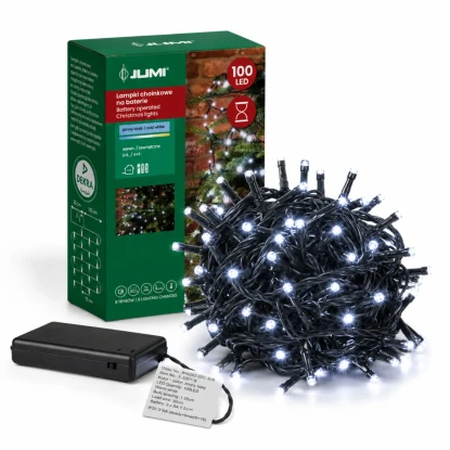 Lampki 100 LED choinkowe z Timerem - zimny biały