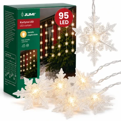 Lampki choinkowe 95 LED 8 trybów świecenia - Gwiazdki świąteczne ciepły biały