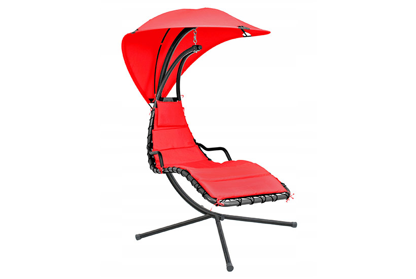 fotel wiszący czerwony z parasolem Jumi