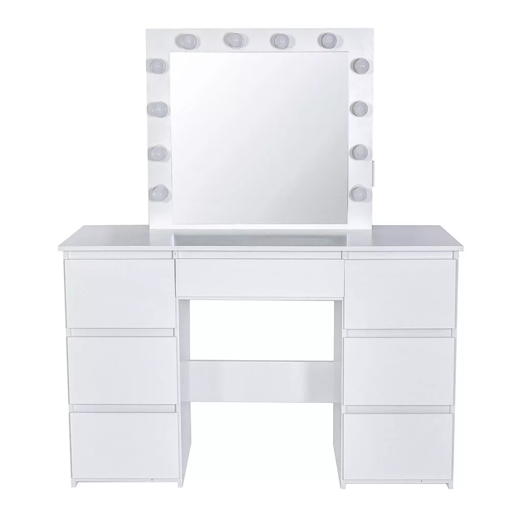 toaletka z lustrem i lampkami w stylu skandynawskim od Jumi