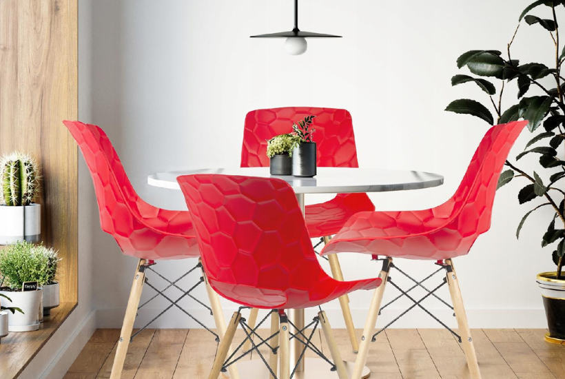 jesienne dekoracje krzesło czerwone Lars Jumi