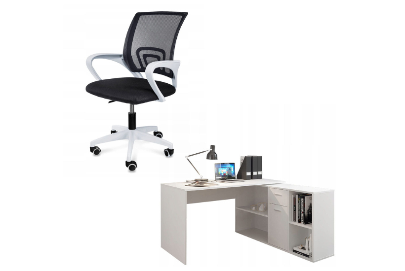 zestaw krzesło do biurka i biurko narożne Jumi