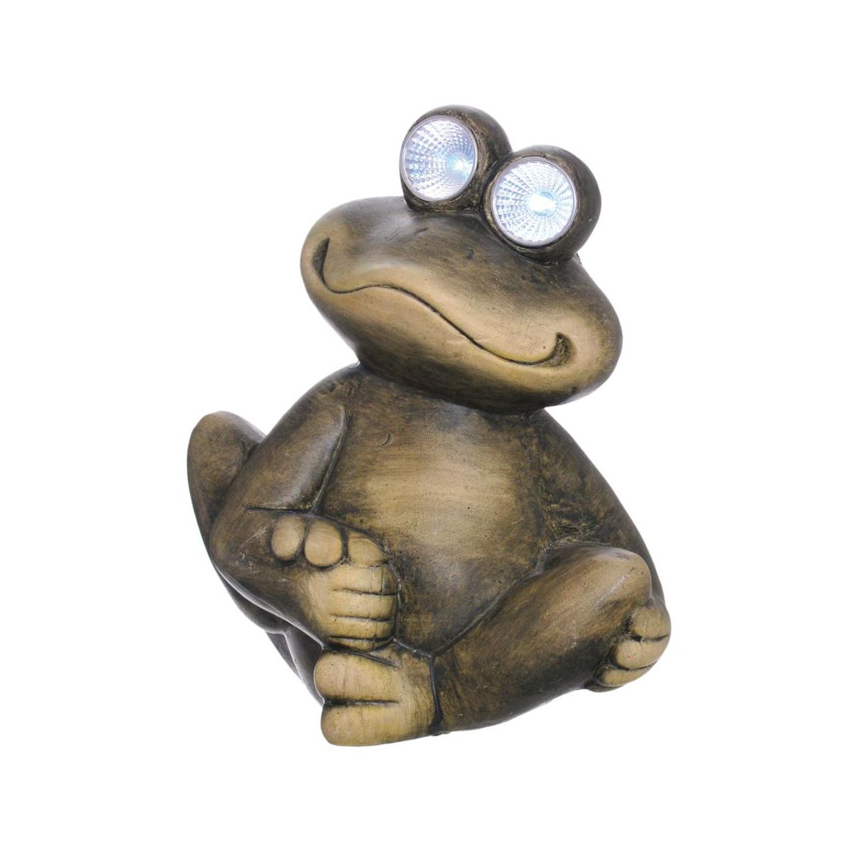 oczko wodne oświetla lampka solarna żaba