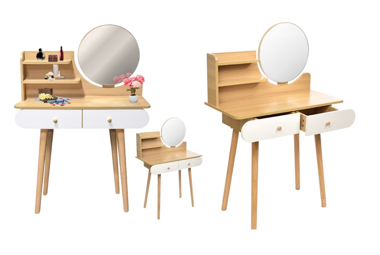 toaletka kosmetyczna z lustrem scandi