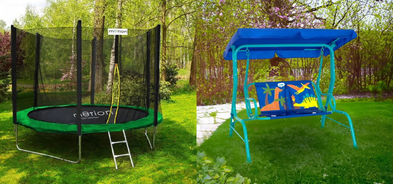 Trampoliny i huśtawki dla  najmłodszych - nowośći do ogrodu