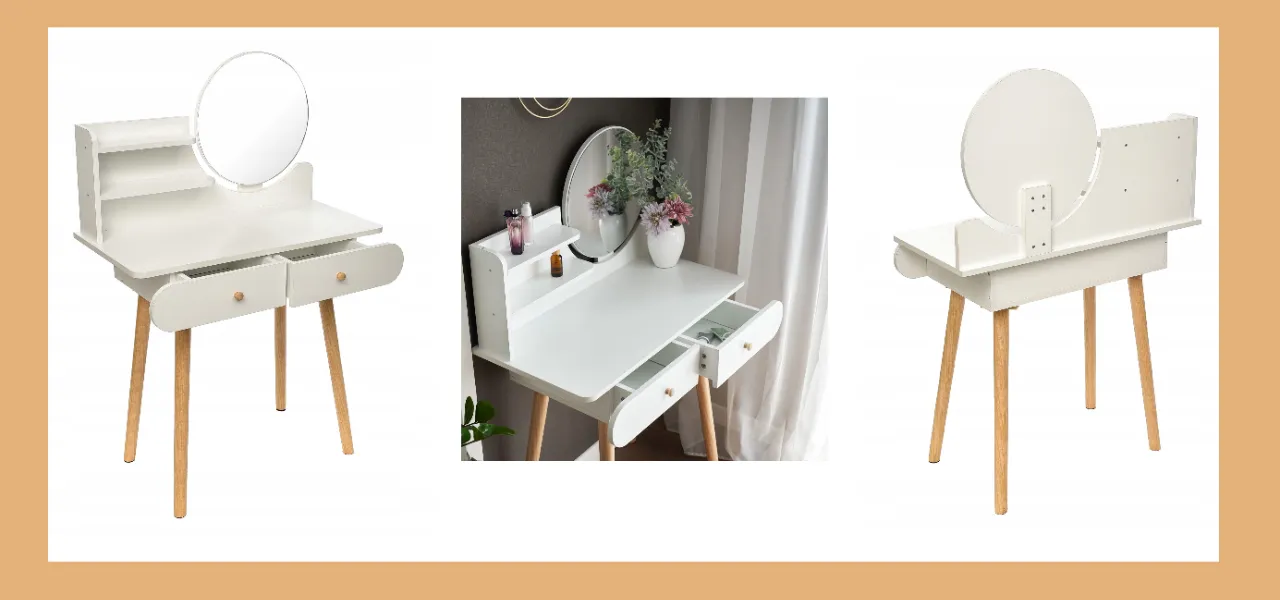 biała toaletka scandi w niższej cenie