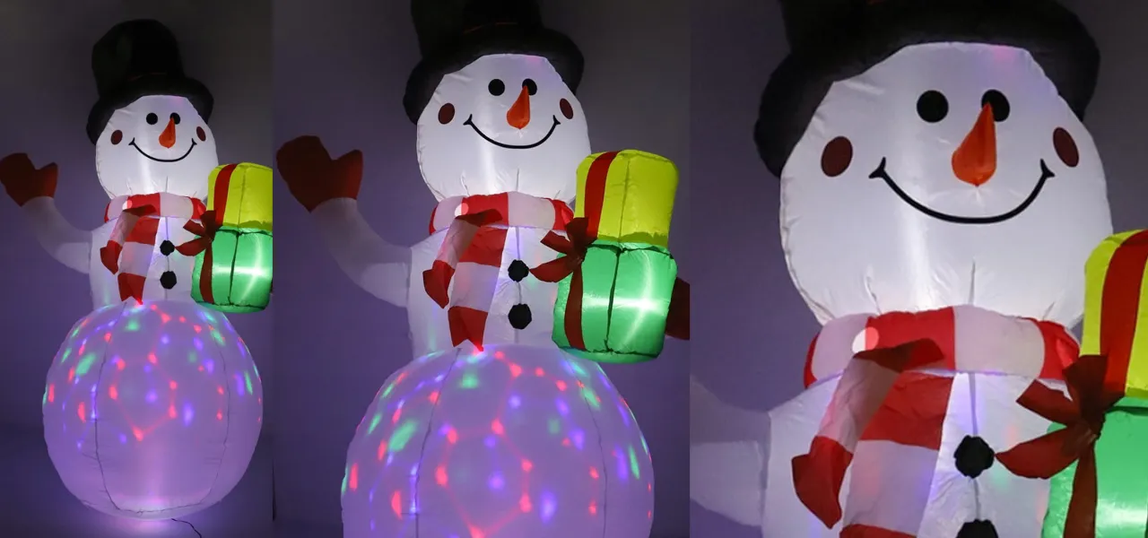 dekoracja świąteczna zewnętrzna - bałwan nadmuchiwany LED